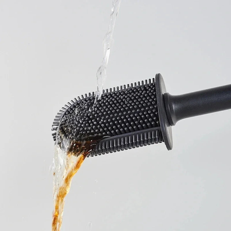brosse de toilette luxe en métal et plastique avec support amovible - vue 5 sur 8