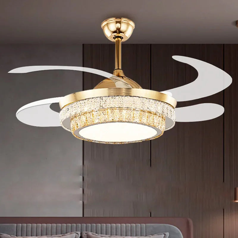 plafonnier en cristal avec lumière et télécommande design élégant - vue 3 sur 6