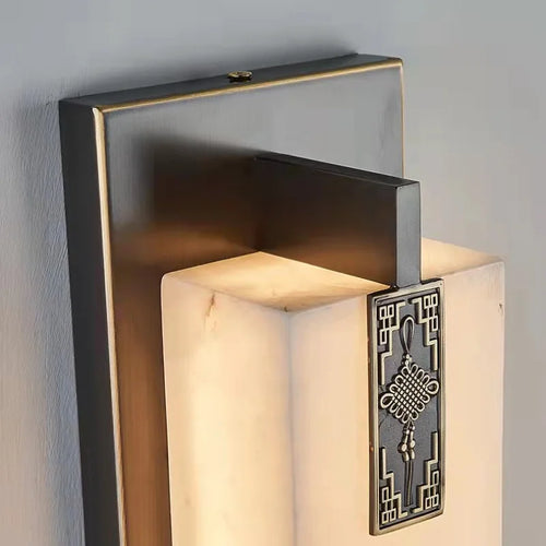 applique murale moderne en marbre chinois avec nœud et lumière led
