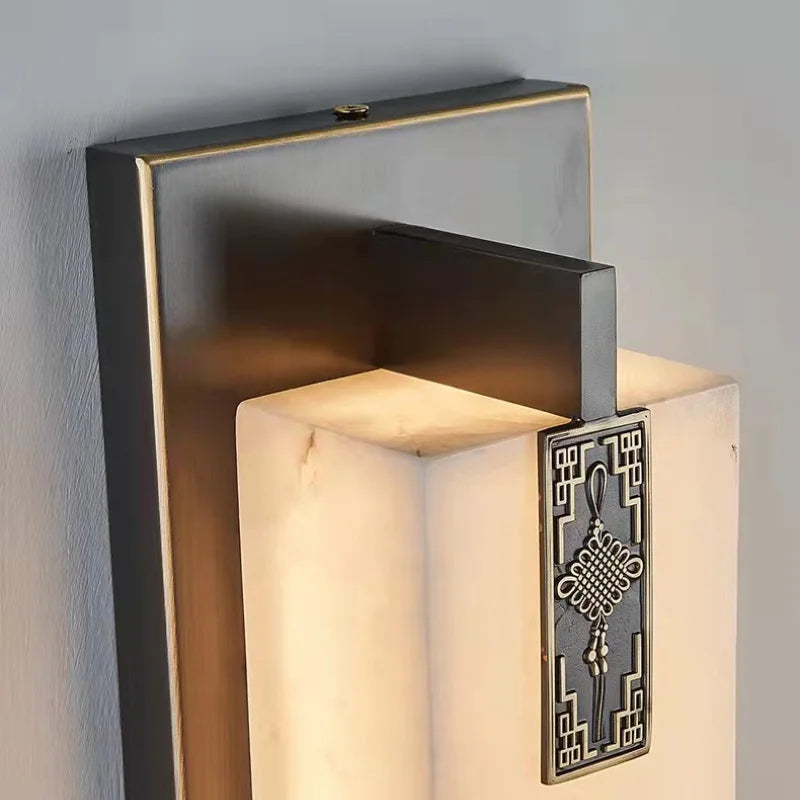 applique murale moderne en marbre chinois avec nœud et lumière led - vue 6 sur 11