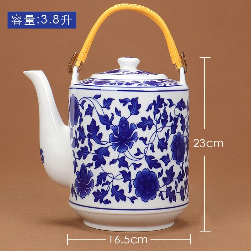 Théière céramique style chinois motifs traditionnels grande capacité