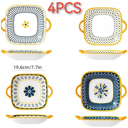 Assiettes céramique 20 cm japonais relief lot 4