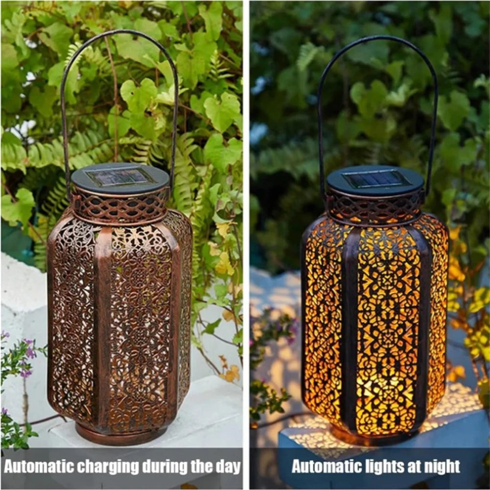 lanterne solaire à led motif rétro pour extérieur jardin patio - vue 5 sur 7