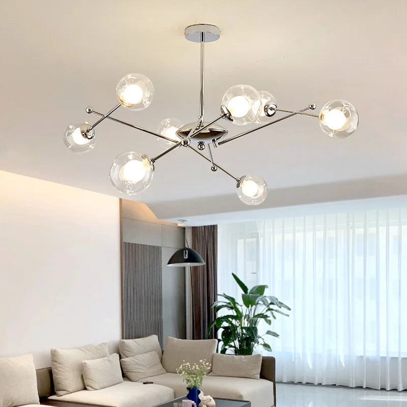 Lustre moderne en verre transparent - vue 7 sur 10