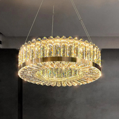 lustre moderne en cristal avec lampes led suspendues luxueuses