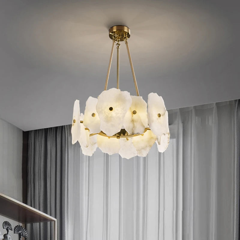 lustre en marbre naturel de luxe led pour bar et restaurant