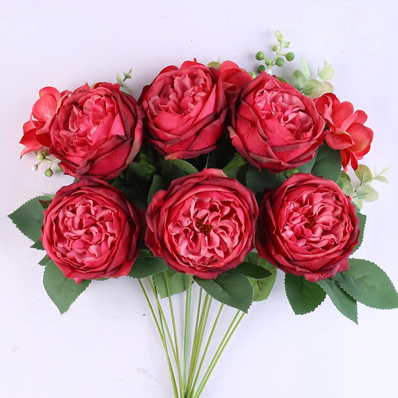 bouquet de roses artificielles en soie pour décoration intérieure - vue 13 sur 16