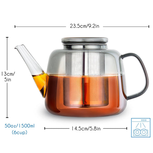 Théière verre borosilicate 15l infuseur inox amovible