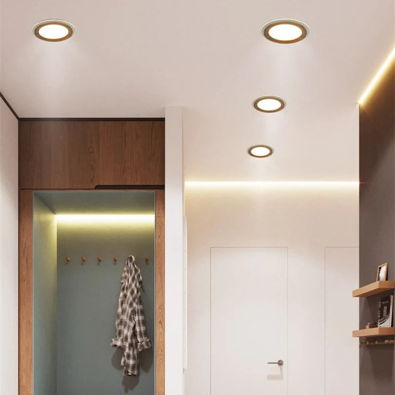 Plafonnier LED encastré Ultra-mince en Grain de bois
