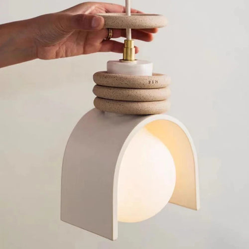 lustre led en résine 	 style avec cordon réglable