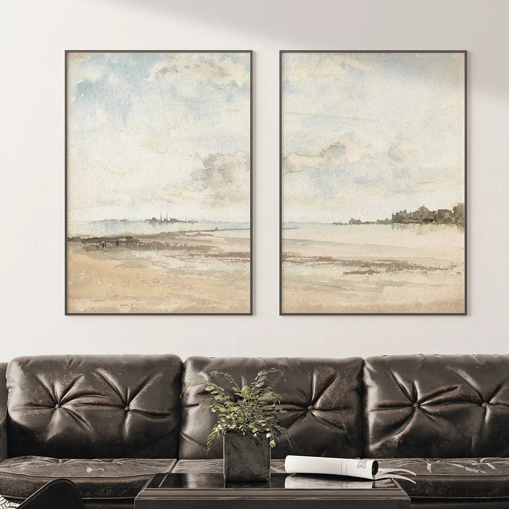 peinture abstraite plage décoration murale moderne minimaliste