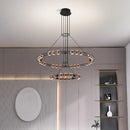 SANDYHA Nordique Moderne LED Lustre Anneau Circulaire De Luxe Haricot Duplex Suspension pour Salon Salle À Manger Chambre Éclairage