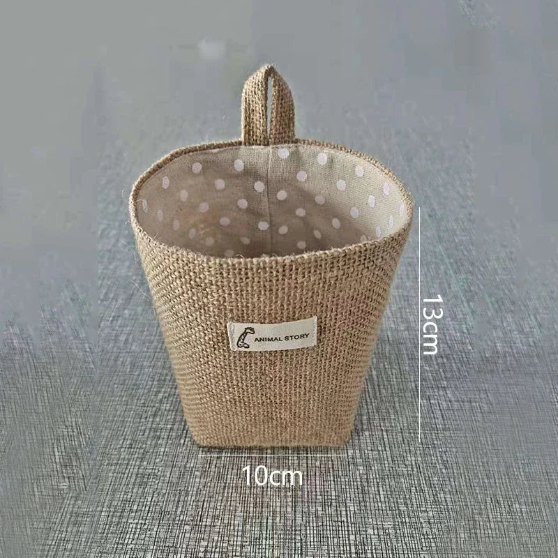 panier de rangement en coton et lin avec poignée - vue 16 sur 16