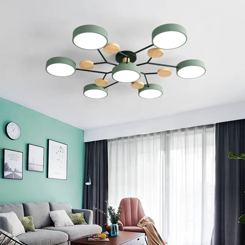 lustre en bois led style nordique pour diverses pièces - vue 4 sur 22