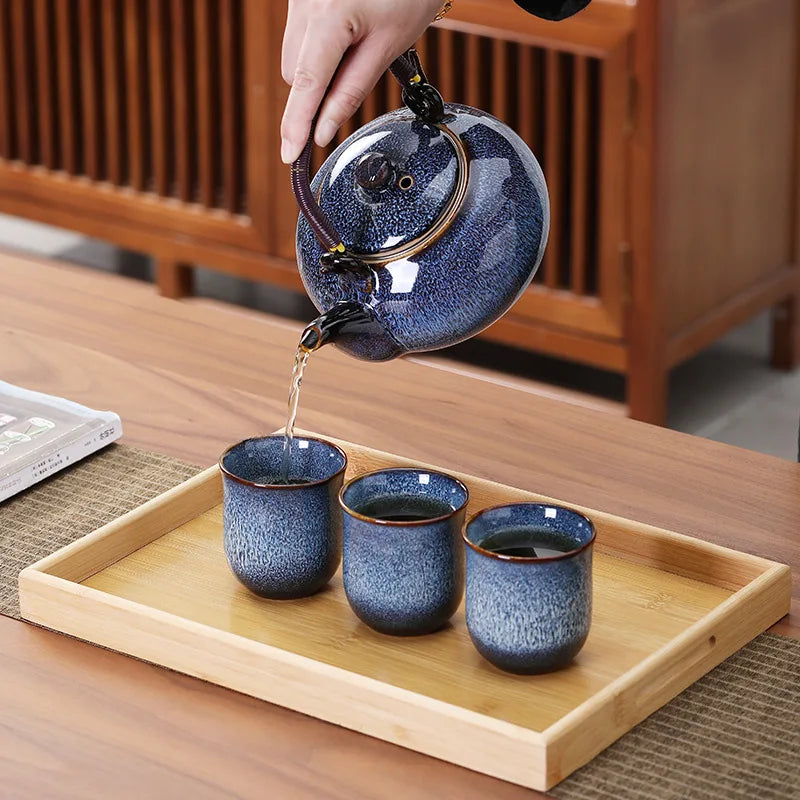 service à thé gongfu japonais porcelaine filtre intégré - vue 4 sur 6