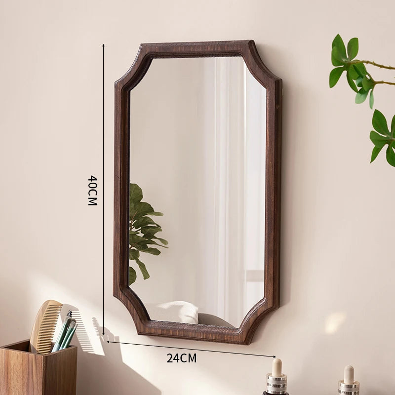 miroir vintage en bois massif miroir maquillage étanche mural antirouille - vue 8 sur 15
