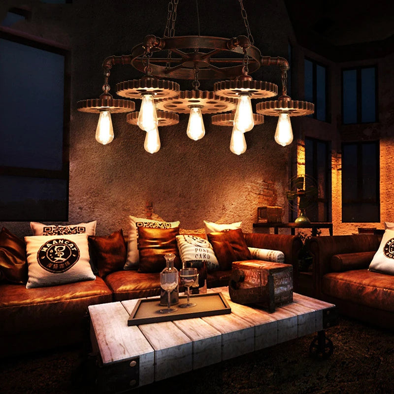 lustre vintage en fer forgé pour décor rustique industriel