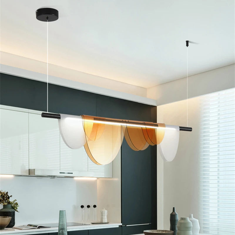 Lustre acrylique moderne nordique Led en verre coloré - vue 4 sur 10