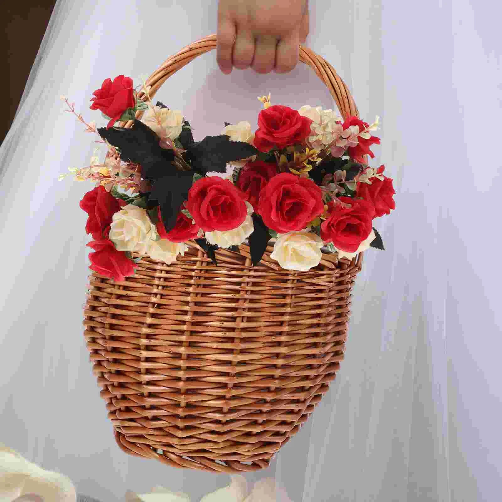 panier de pique-nique en osier pliable avec fleurs - vue 9 sur 8