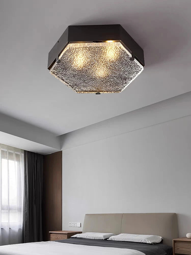 plafonnier en cuivre luxe design en verre ondulé pour intérieur moderne - vue 6 sur 7