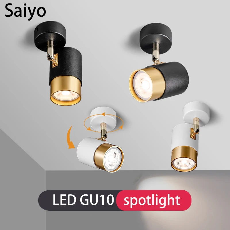projecteur led 	gu10 spot lumière remplaçable rotatif monté en surface