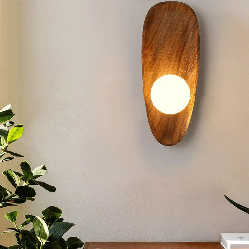 Applique murale LED minimaliste japonaise en bois massif
