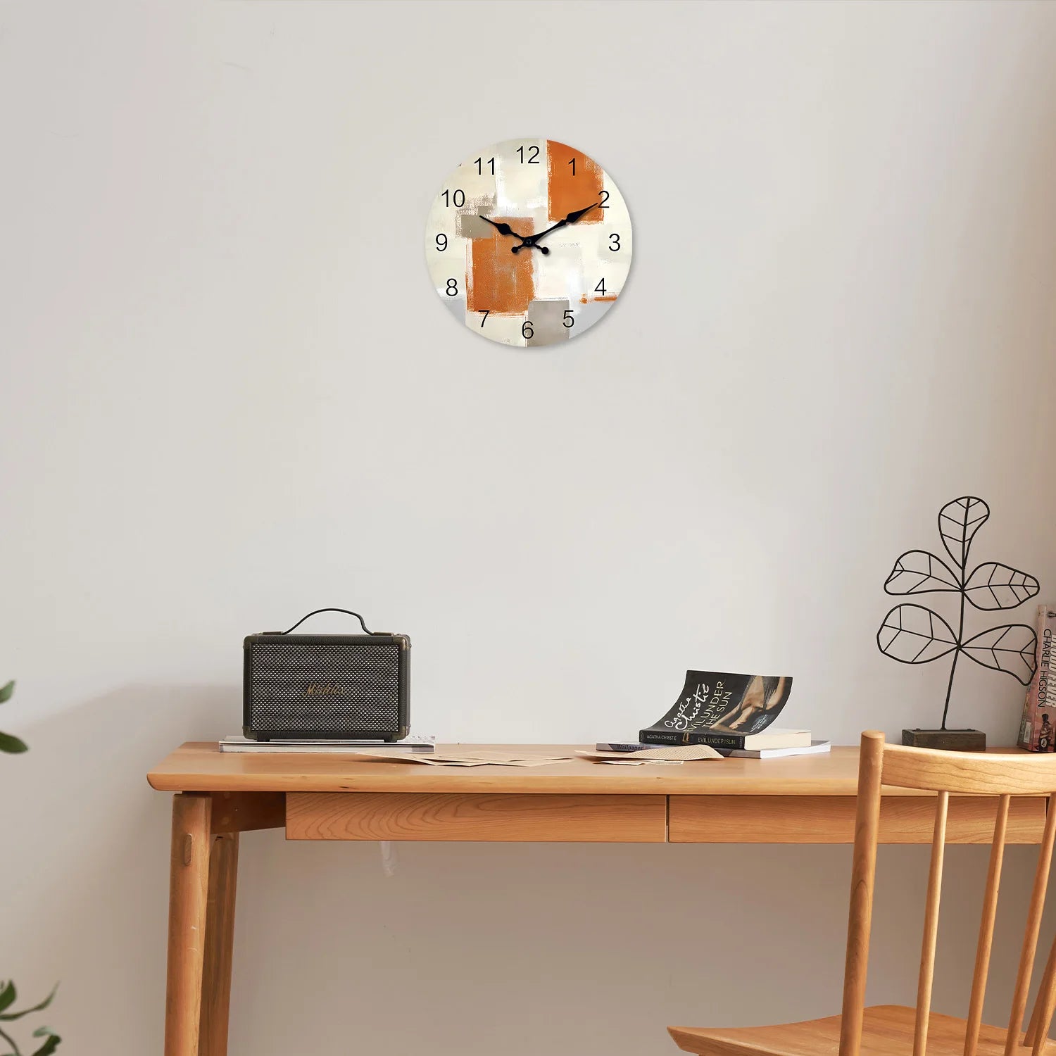 horloge murale moderne en bois motif abstrait silencieuse décorative - vue 7 sur 7