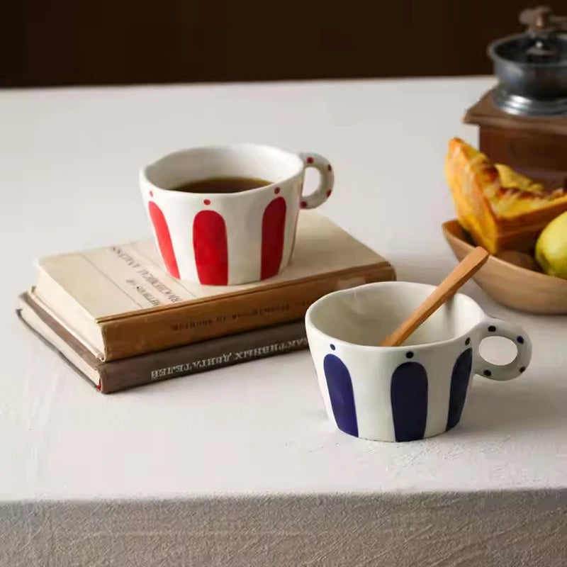 Mug céramique style nordique motifs géométriques anse peinte