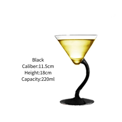 Verres à martini incurvés design artistique pour cocktails