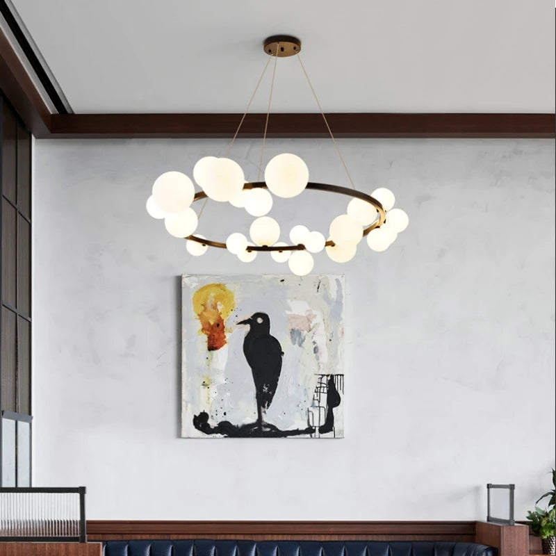lustre en verre avec cordon réglable et ampoule incluse - vue 4 sur 17
