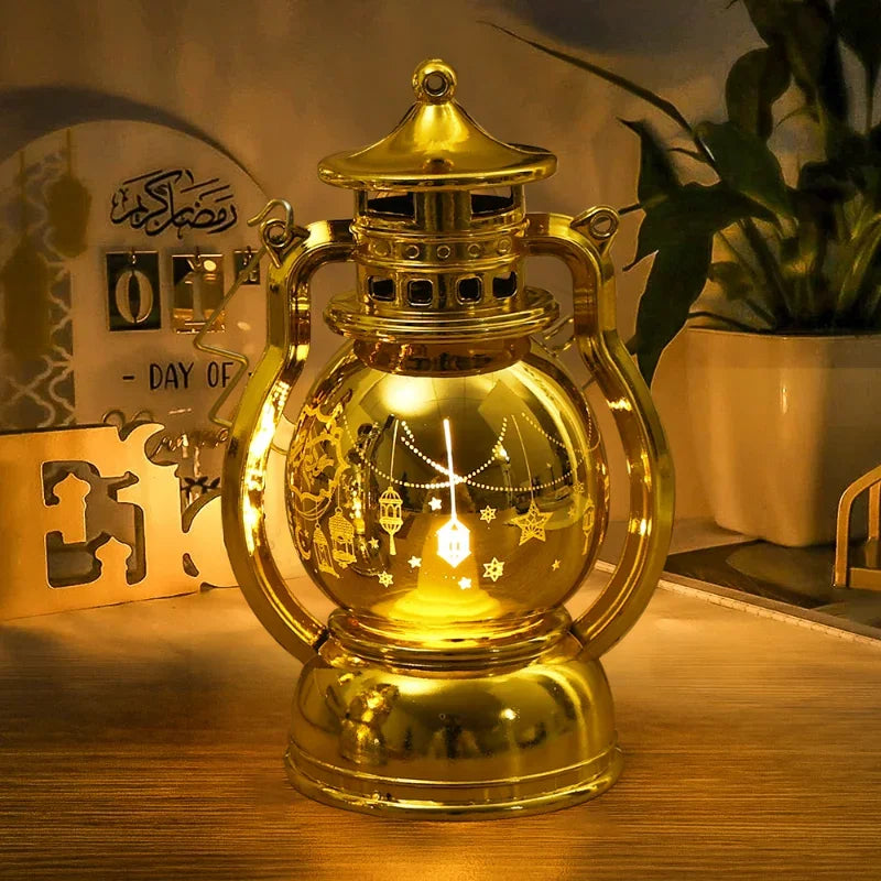 lampe à poser eid mubarak lanterne portable rétro pour décoration festive - vue 5 sur 13