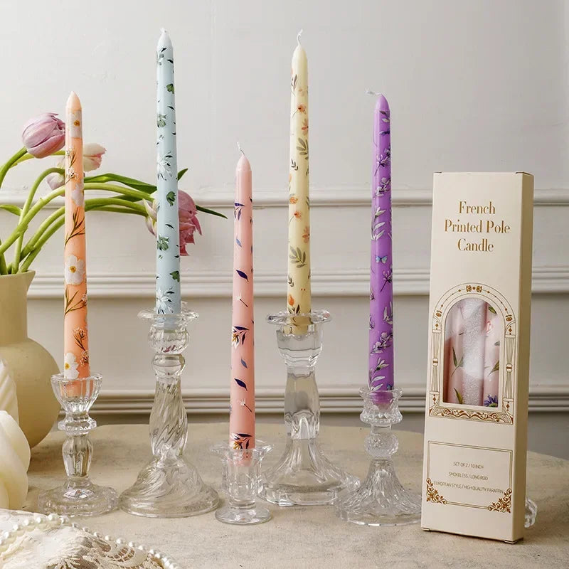bougies à poteau imprimées à la main pour mariage décoration minimaliste