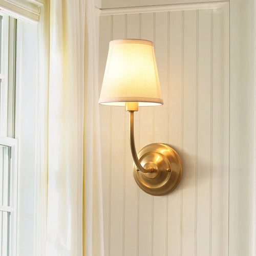 applique murale classique en cuivre avec abat-jour en tissu