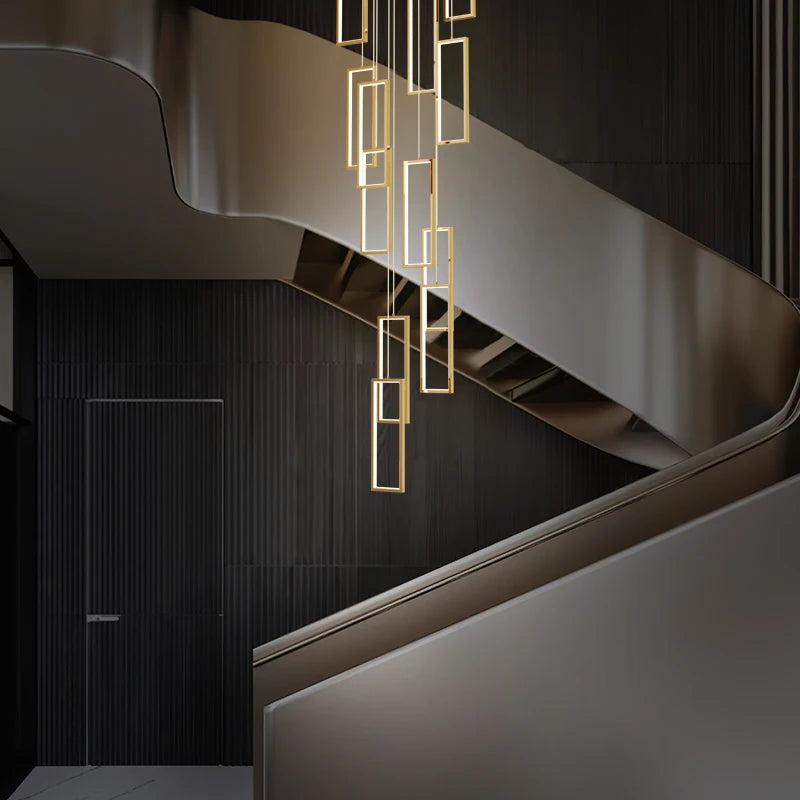 lustre moderne en cuivre avec éclairage LED design élégant - vue 6 sur 24