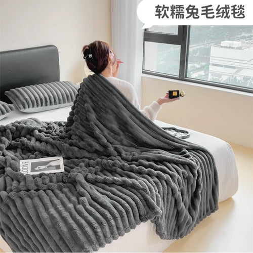 Plaid épais doux en corail pour canapé chambre