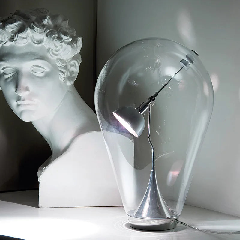 lampe de bureau magnétique moderne en verre transparent réglable - vue 6 sur 8