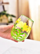 verre à vin haut motifs floraux lot trois