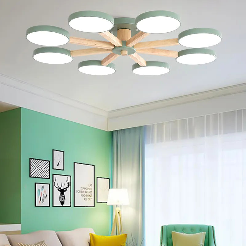 Plafonnier Led en bois au design moderne