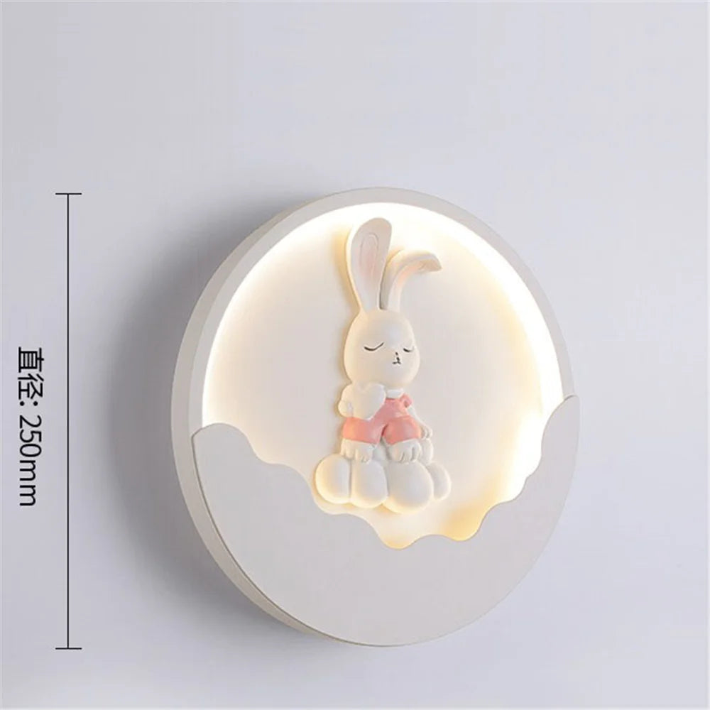 applique murale ronde led ours et lapin pour enfants - vue 8 sur 10