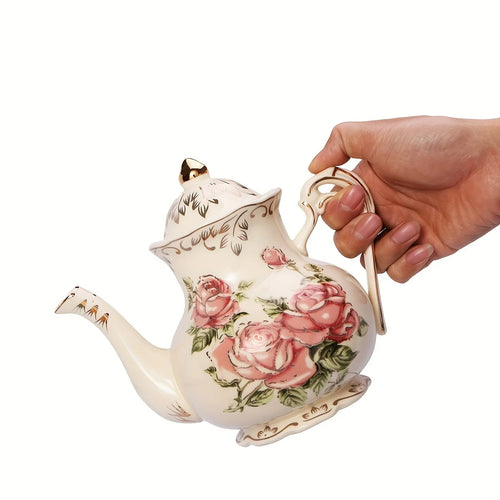 theiere ceramique avec soucoupe style elegant tea time