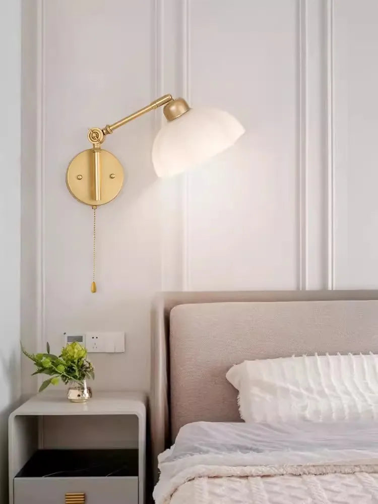 Applique murale nordique en céramique avec bras rotatif rétractable
