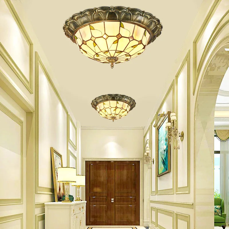 plafonnier led vitrail classique pour éclairage intérieur décoratif - vue 5 sur 13