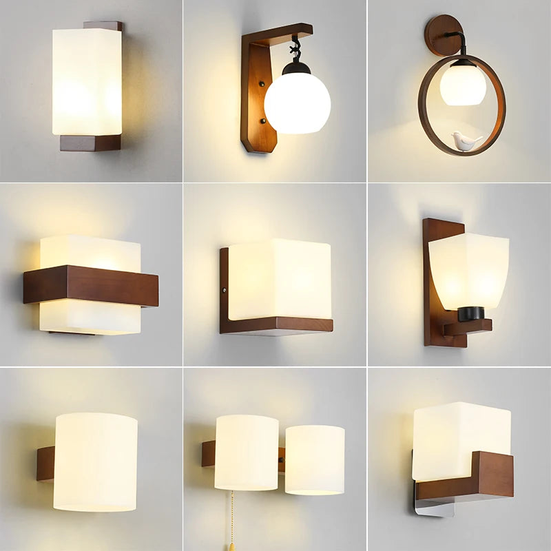 Applique murale en bois avec ampoule led pour intérieur