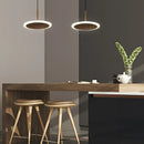Suspension design ronde Led en noyer noir