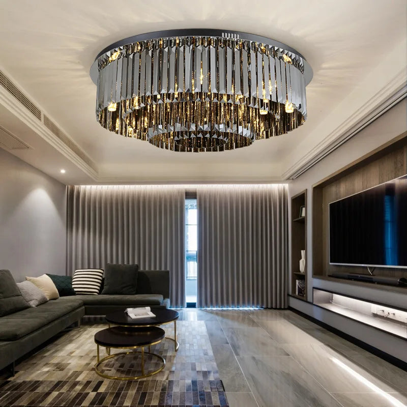 plafonnier led moderne de luxe en cristal décoration maison - vue 6 sur 9