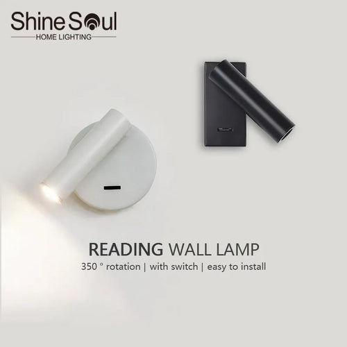 Applique murale led moderne réglable rotative pour lecture