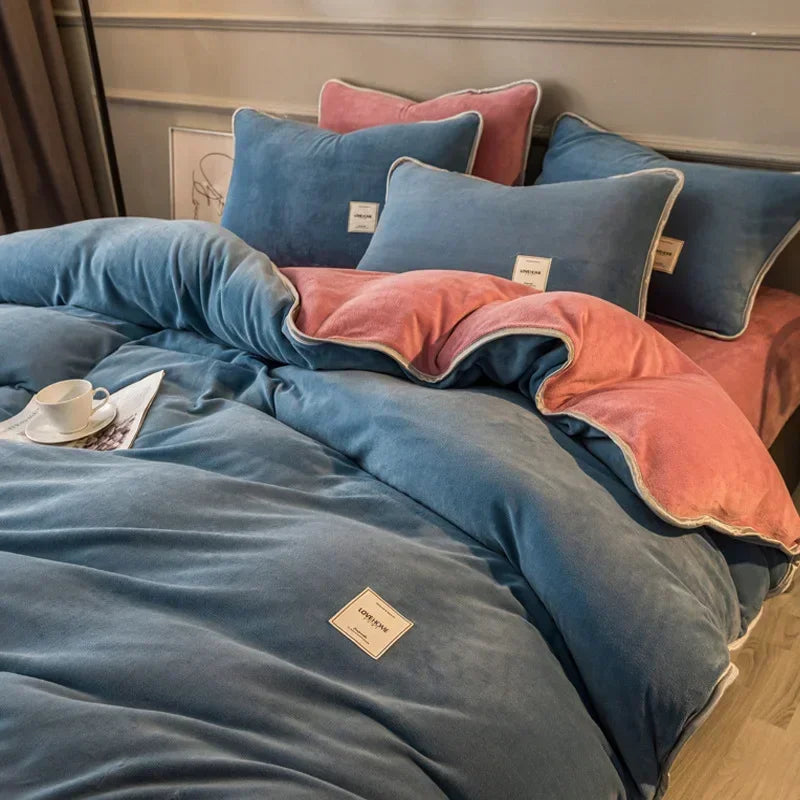 housse de couette en velours corail douce et moelleuse