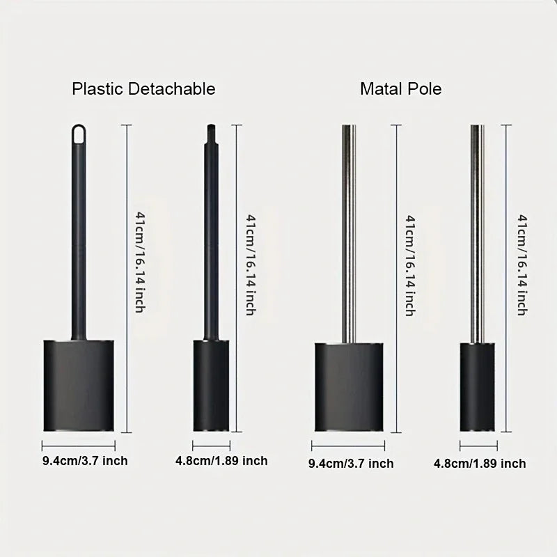 brosse de toilette luxe en métal et plastique avec support amovible - vue 6 sur 8