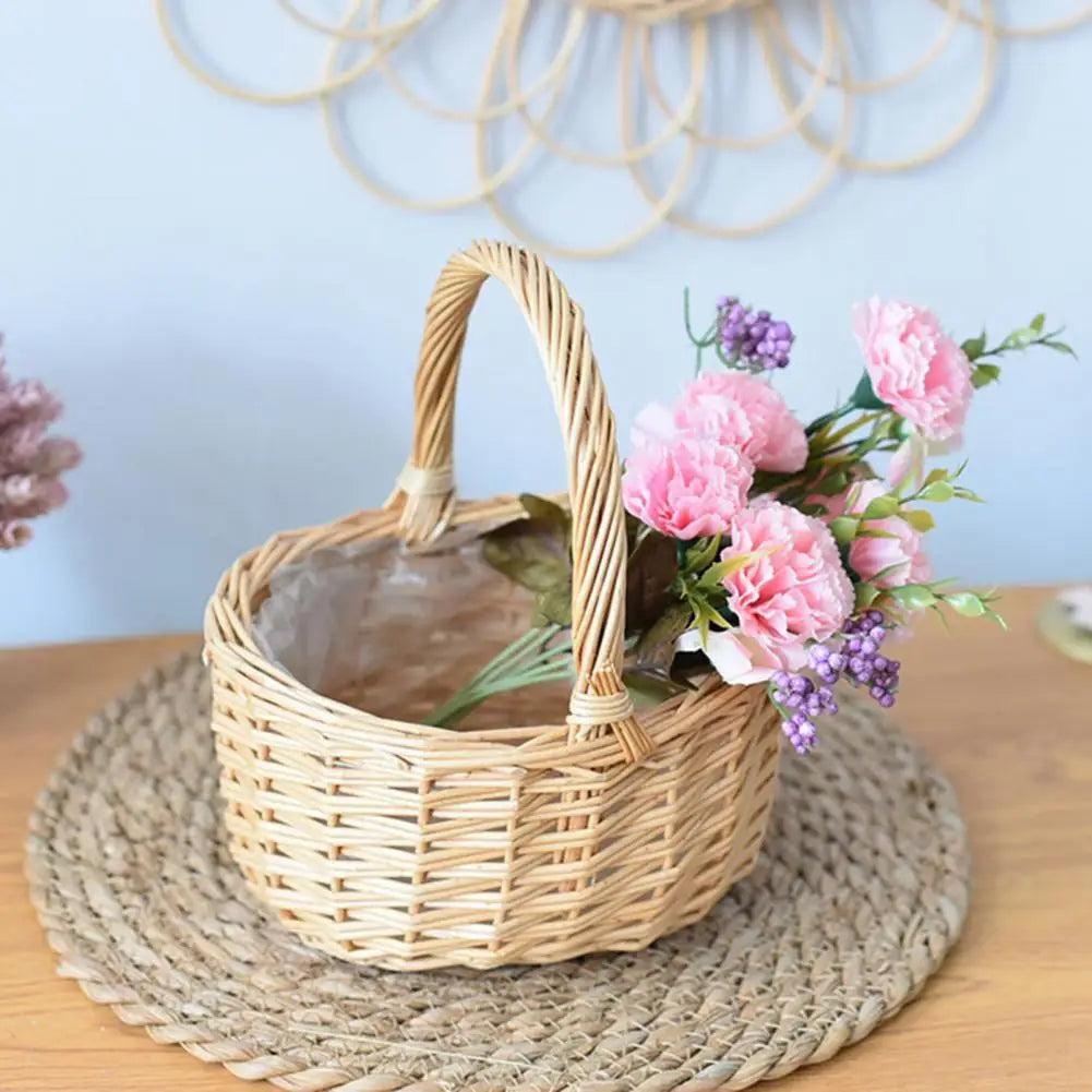 panier tissé rotin pour fleurs et aliments - vue 6 sur 7
