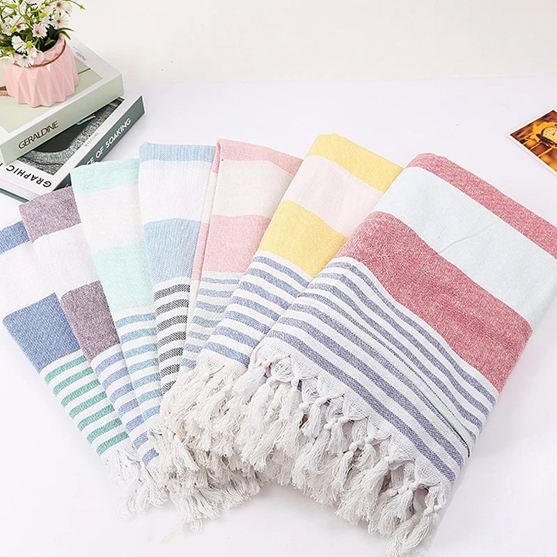 serviette de plage turque coton franges tissé rapide